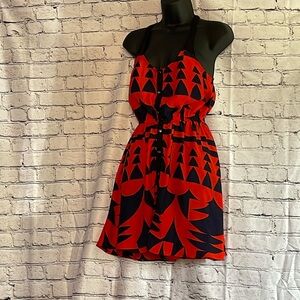 Silence + Noise criss-cross back dress. Faux button up front. Size SM.